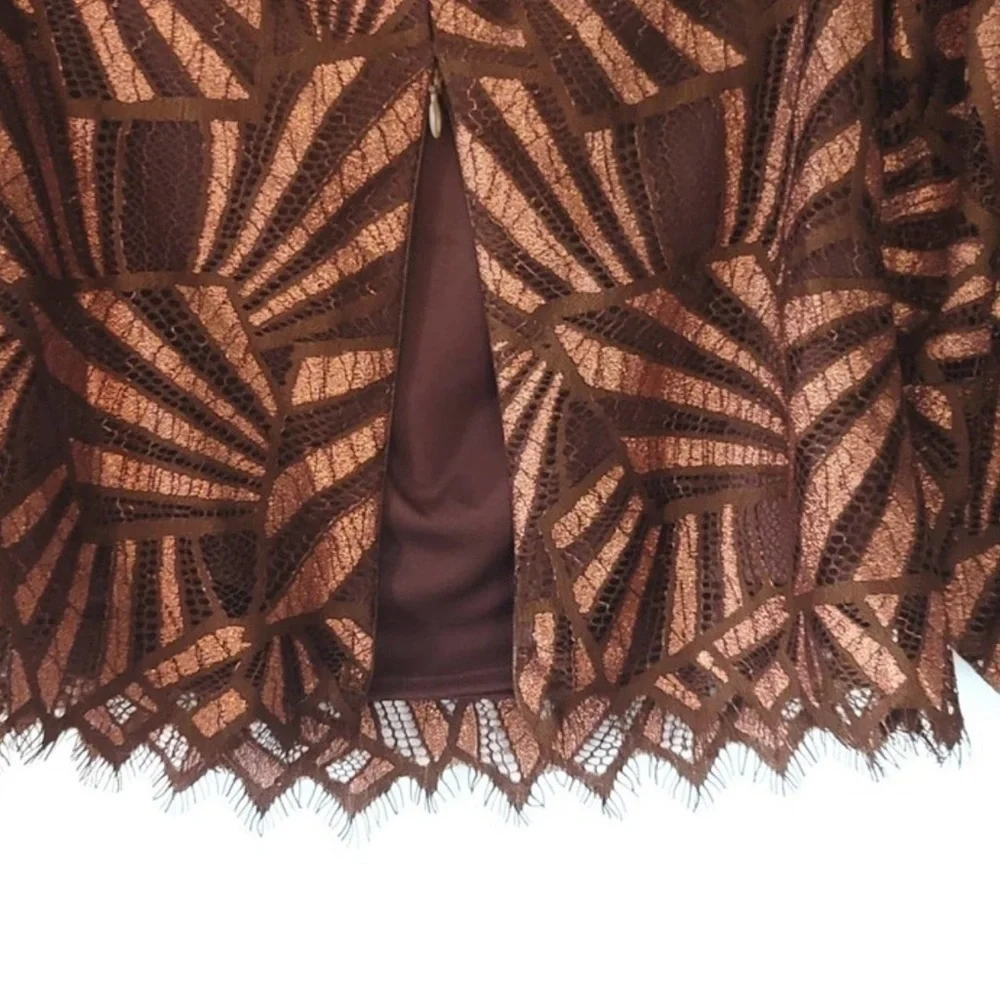 NEW Anthropologie Eva Franco Shine Animal Print Golden Lace Blouse - Size Large